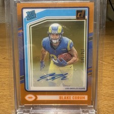 2024 Panini Donruss Clearly Blake Corum Rated Rookie Auto Orange #76 /249