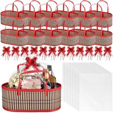 12 Sets Empty Gift Baskets Large Woven Bamboo Basket for Valentine's Day DIY ...