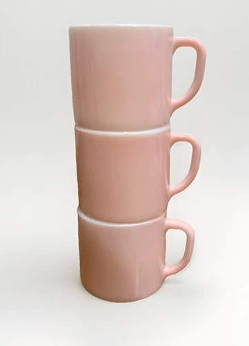 Vintage Federal Glass Pink Milk Glass “F” Heat Proof Coffee Mug