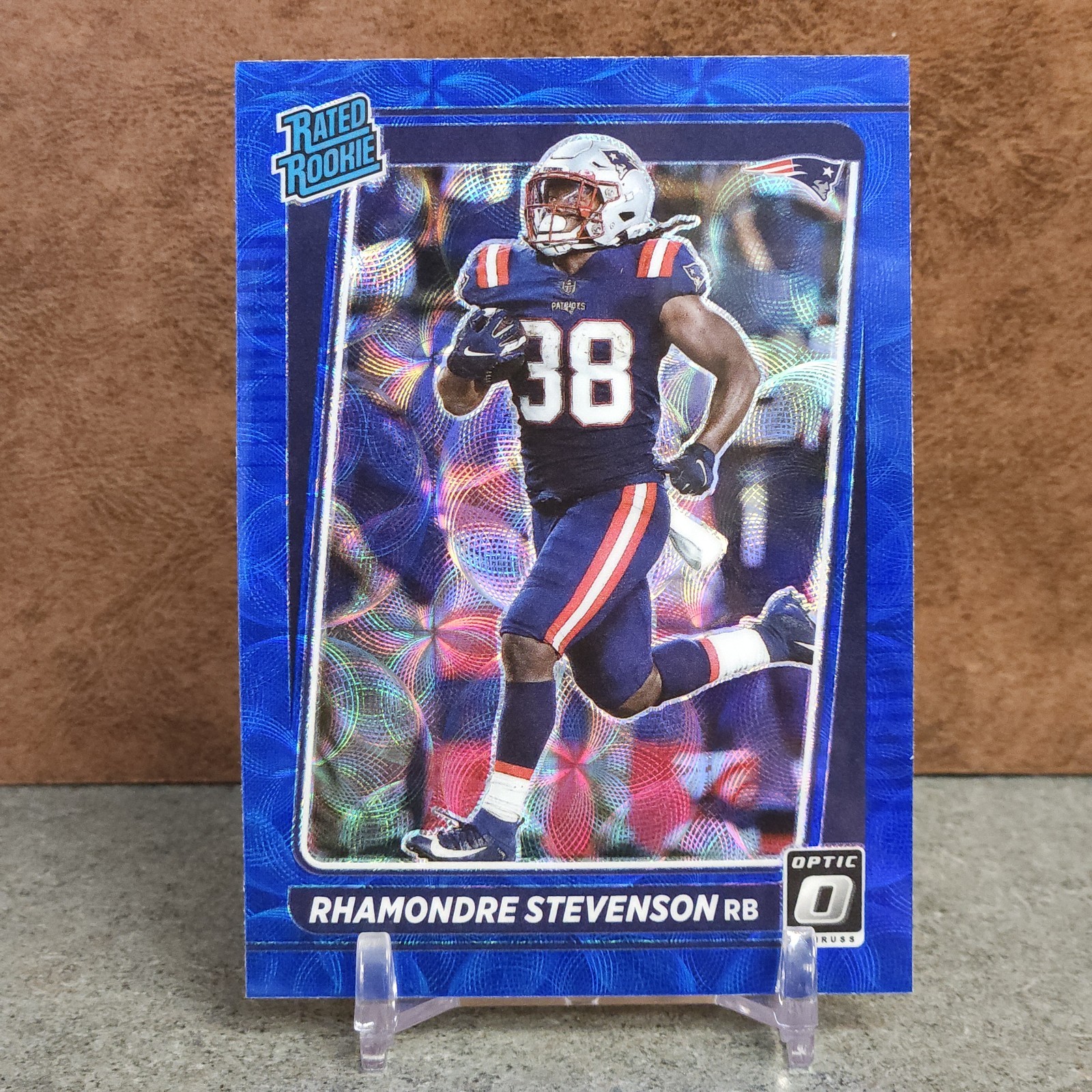 Rhamondre Stevenson Blue Scope Rated Rookie 2021 Panini Donruss Optic #237 (RC)