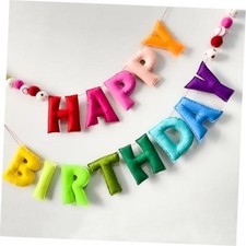 Pre-Strung Happy Birthday Banner - Felt Ball Garland - Reusable HAPPY BIRTHDAY
