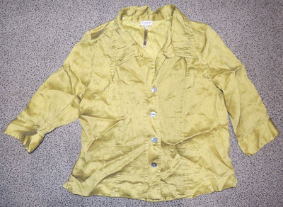 Damen Leinenbluse 3/4Arm Grün Gr. L Gina Laura