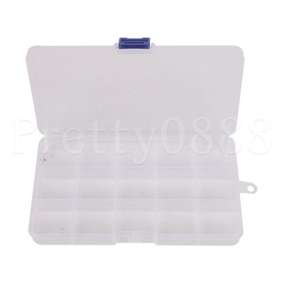 Plastic Storage Box Fixed 15 Grid Blue Buckle 17x10x 2.3cm for Handicrafts