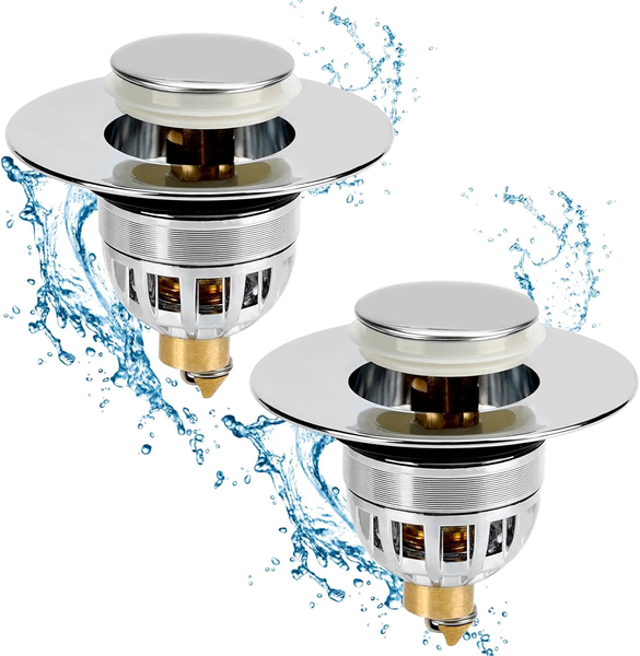 2 StüCk Waschbecken Abflussstopfen FüR 34-40Mm Abfluss Loch, Edelstahl Waschbeck-image