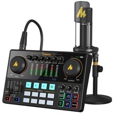 Podcast Equipment Bundle with Audio Interface and XLR Condenser Microphone, Maon