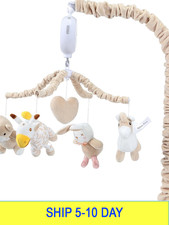 Musical Crib Mobile with 12 Lullabies, Rotating Arm and Detachable Plush Toys, U