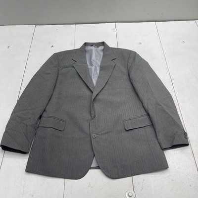 Reed St James Suit Jacket Mens 44 Gray Pinstripe 2 Button Notch Lapel Formal