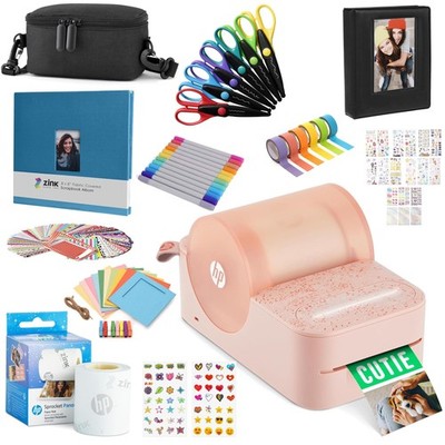 HP Sprocket Panorama Instant Label Printer & Photo Printer Craft Bundle - Pink
