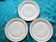 3 Piatti Piani In Porcellana Di Limoges Decorazione Bianca E Oro