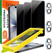 Auto-Dust Privacy Glass Screen Protector iPhone 17 6.3-inch - 3 Pack 3 Cam Lens
