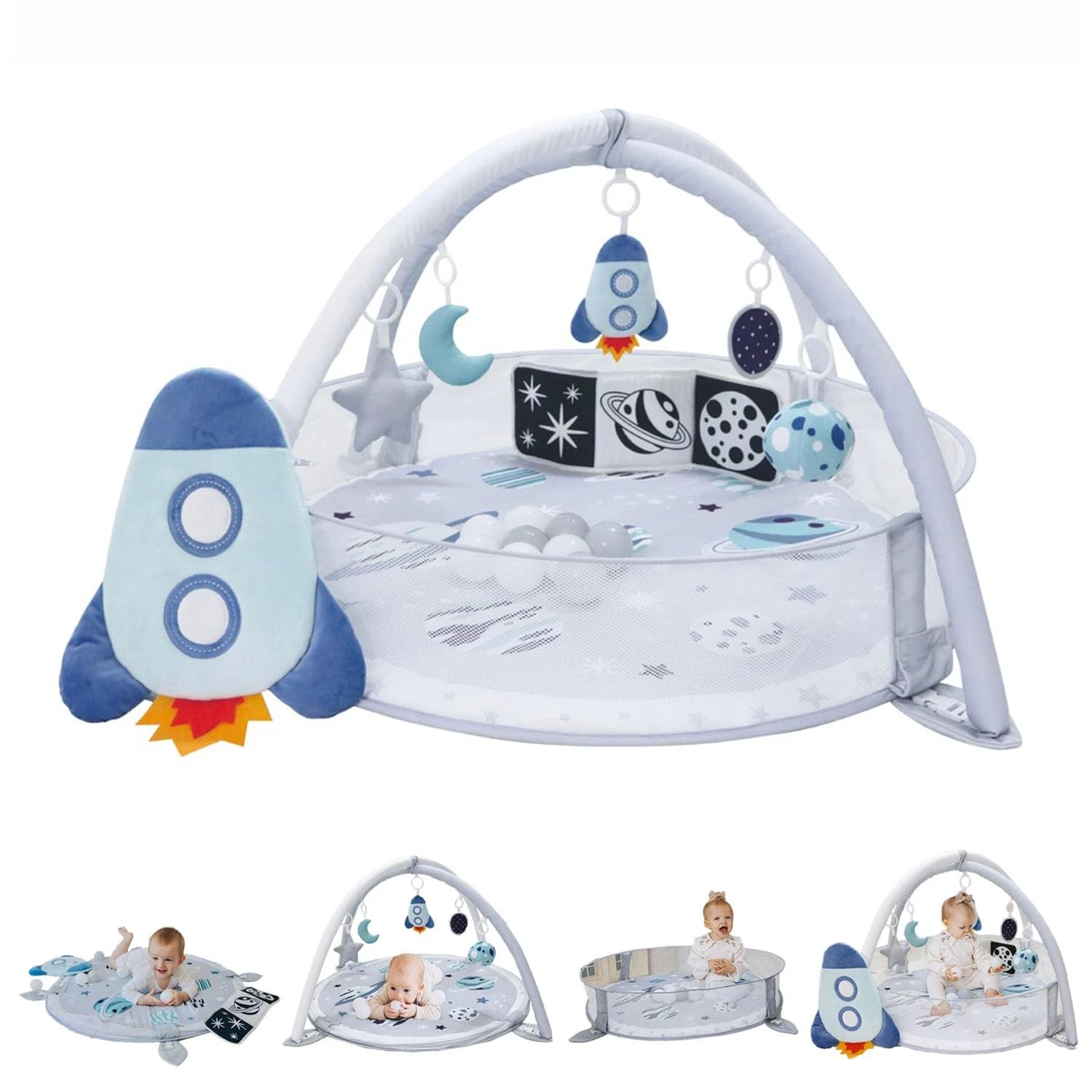 Aila+Aiden 6-in-1 XL Play Mat Play Gym, Baby Gym, Baby Activity Gym, Sensory...