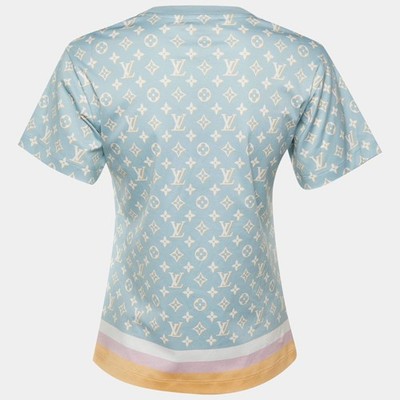 Louis Vuitton Blue Monogram Print Cotton Crew Neck TShirt XXS | eBay