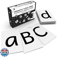 Attractivia Magnetic Big Alphabet ABC Flash Cards - 52 Sturdy Uppercase and L