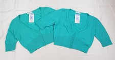 M S SIZE 8UK WOMENS TURQUOISE COTTON KNIT CROPPED BUTTON UP CARDIGAN TOP BUNDLE