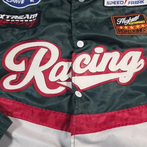 Copper Rivet Racing Bomber Jacket Mens XL Green White Speed Freak Streetwear image 2