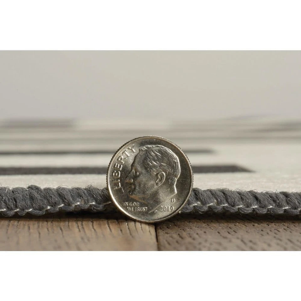 Alfombra Linon Decoración del Hogar 84"x60"x Marfil Negro Lavable Poliéster Geométrico Foto 3 de 4