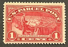 TRAVELSTAMPS: 1913 US SCOTT #Q1 ,1c PARCEL POST, OFFICE CLERK , MINT, OG HINGED