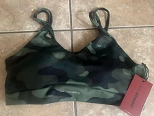 NWT Swiss Brand L Catalina Active Bra Olive Camo Low Medium Support 