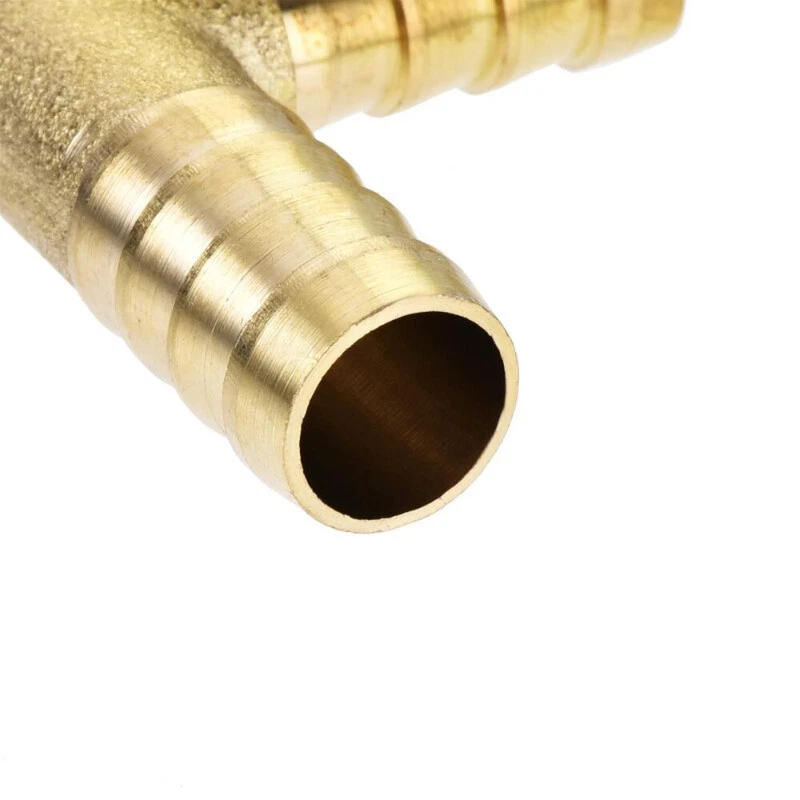 2Pcs Reducing Barb Hose Fitting Tee T Shape Connector Brass 3/8" x 3/8" x 1/4" - Image 4 of 4