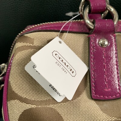 Coach Signature Print Bag Satchel Handbag Passion Berry K1380