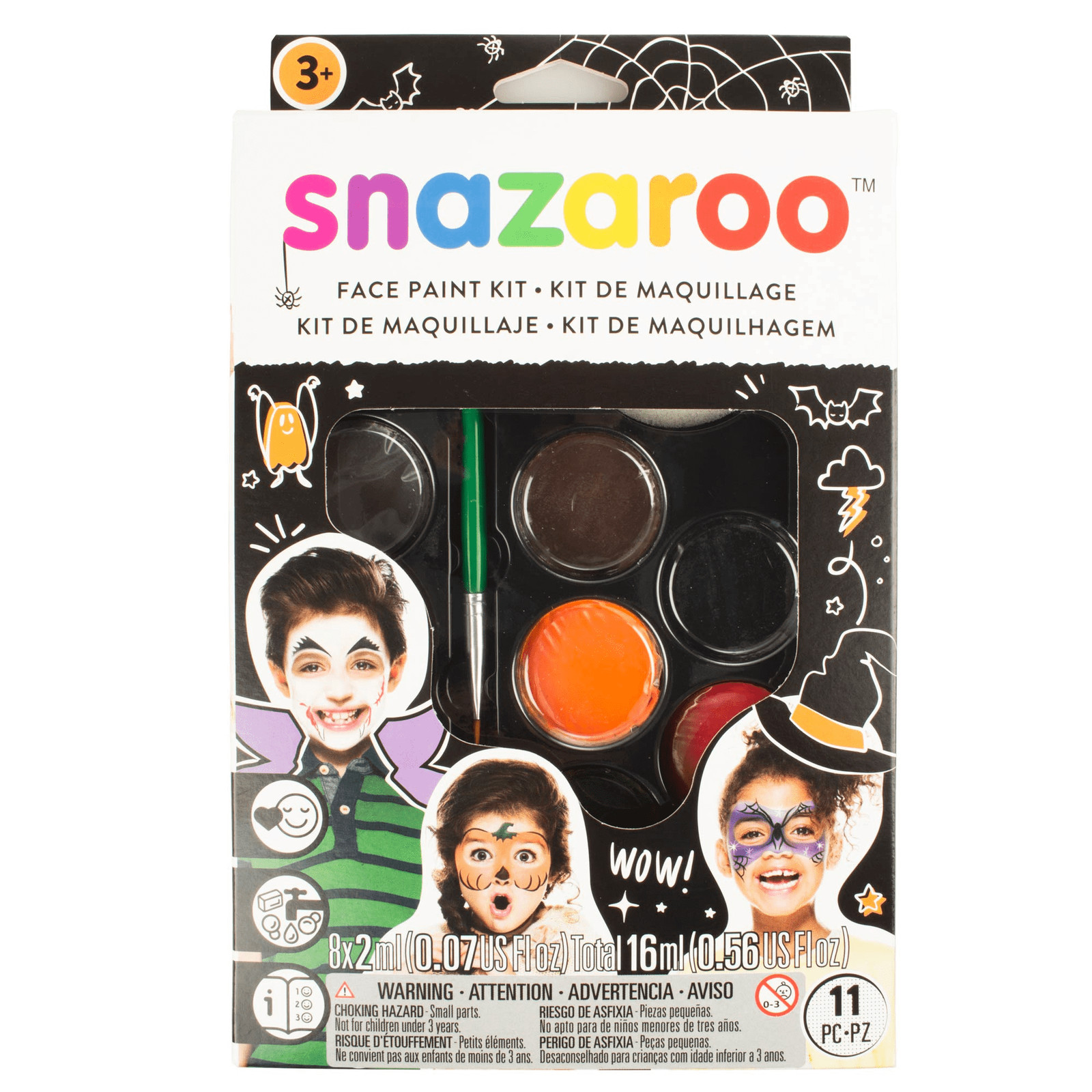 Snazaroo Cara Kit de Pintura Adultos Niños Pro 9 Colores Cepillo Elegante Dre
