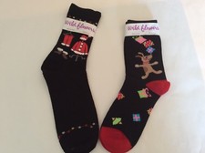 2 PAIRS WOMENS NOVELTY CHRISTMAS/HOLIDAY CREW SOCKS  DOG/SANTA SUIT NWT  CUTE 