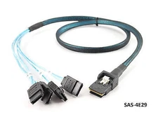 29" Internal Mini SAS (SFF-8087) M to 4x SATA 7-Pin F Forward Breakout Cable, BL