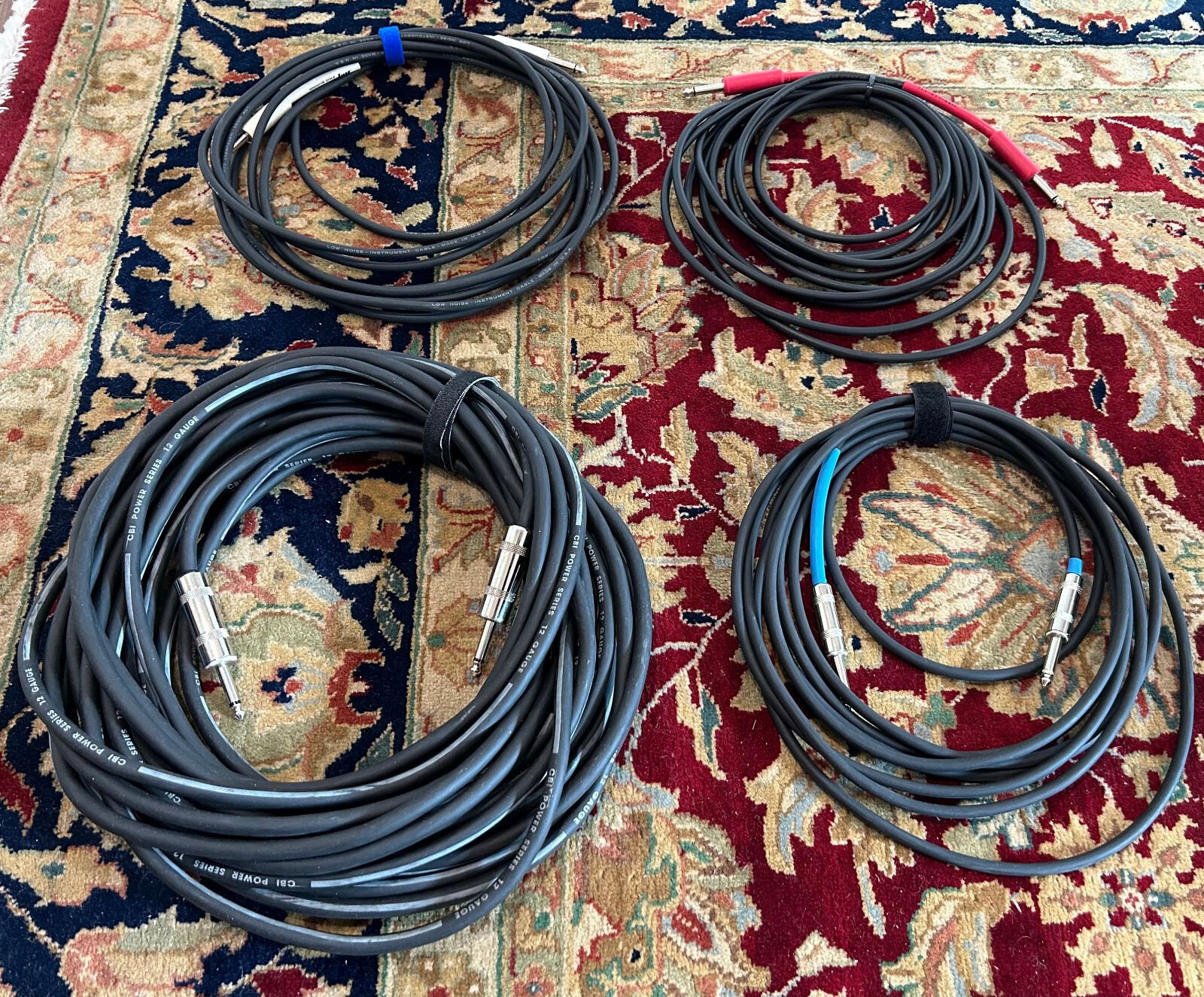 Lot of Four 1/4 Inch Pro Audio Studio Instrument Guitar Wire Cables | eBay