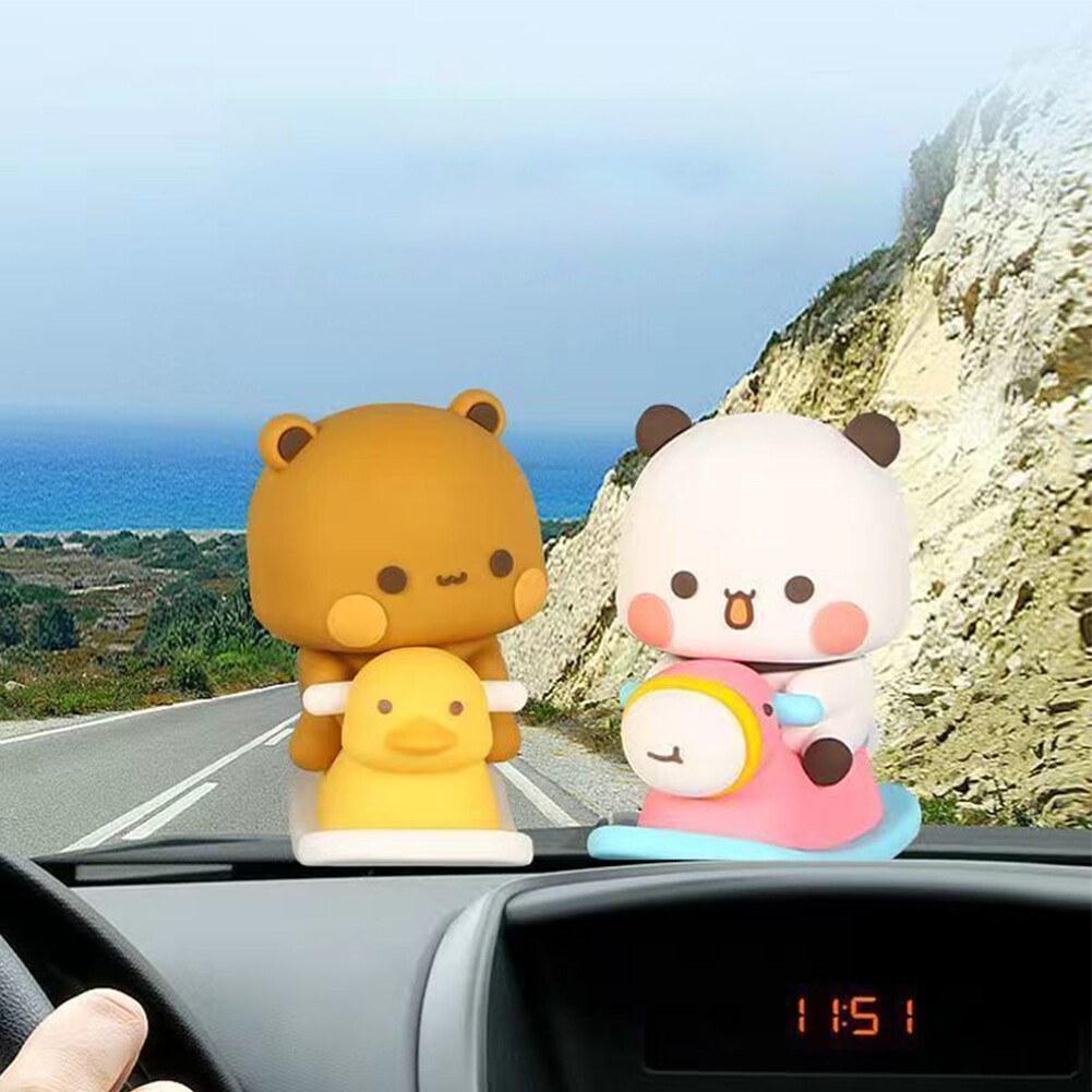 Figure Bobblehead Bubu Dudu Panda 2 Pezzi - Decorazione Carina Per Auto E Casa