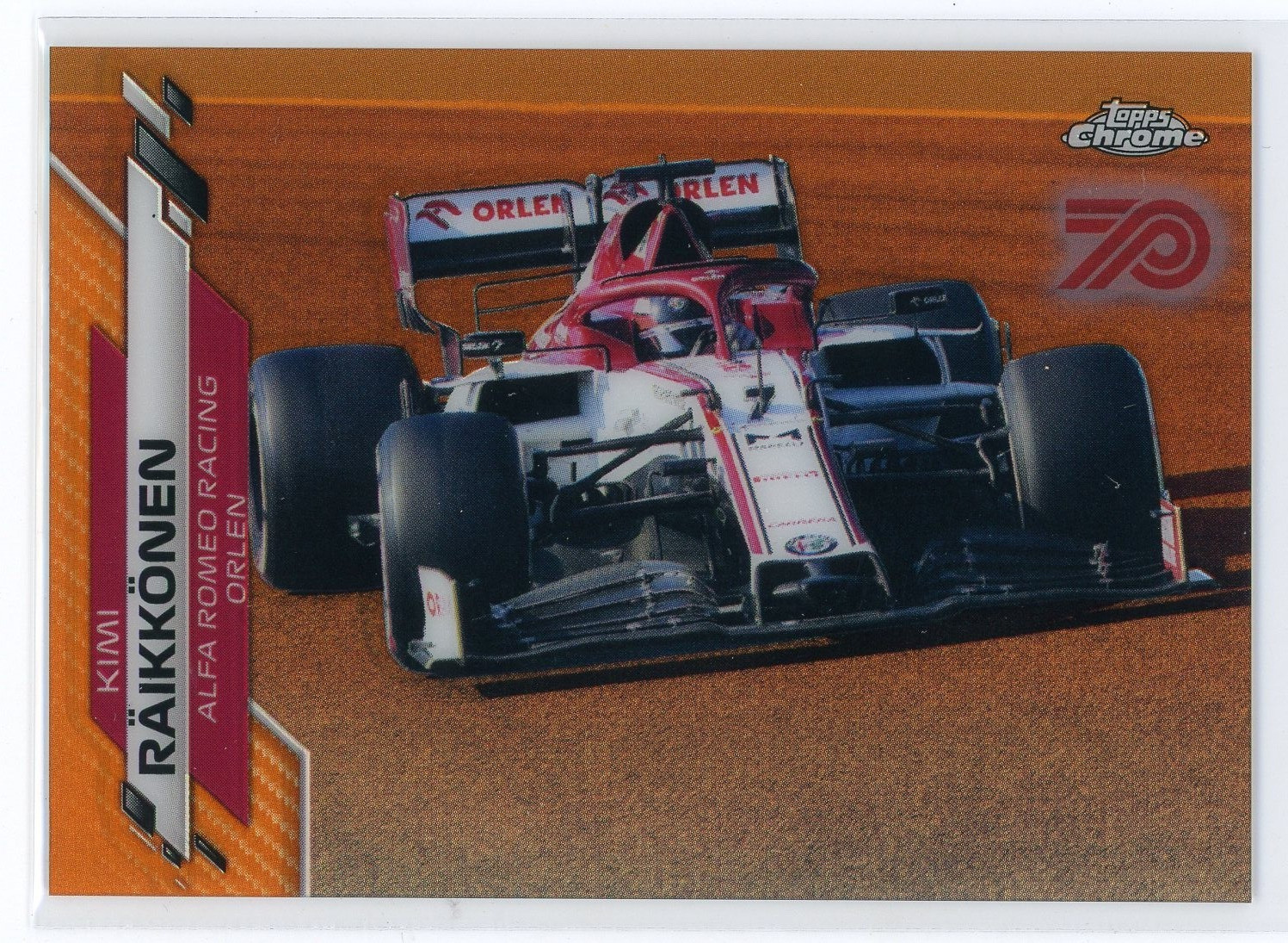 2020 Topps Chrome Formula 1 Kimi Raikkonen 70th Anniversary Orange #35