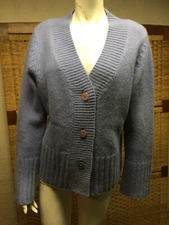 FIELD GEAR Periwinkle 73% Lambswool Angora Shawl Collar Button up Cardigan Sz L