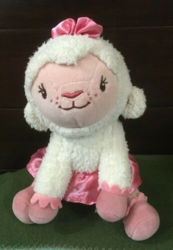 Disney Authentic Doc McStuffins Lambie White Lamb Bean Bag Plush Animal 7" Tall - Picture 1 of 3