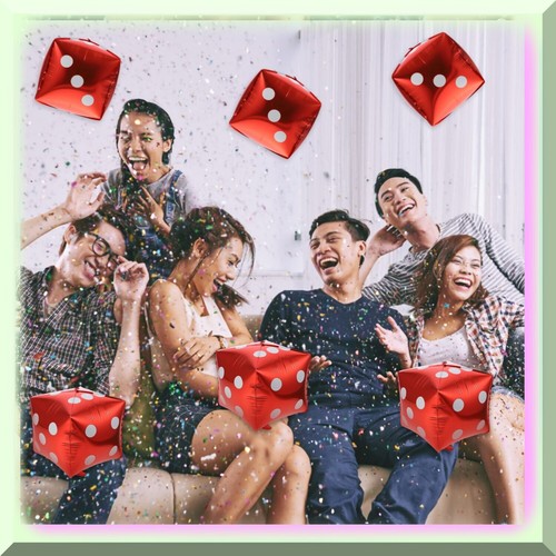 Fairy Fun Dice Balloons - 5Pcs Cube Helium Balloons for Baby Shower, Wedding, Bi - Picture 4 of 7
