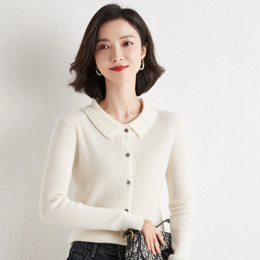 Cardigan Pull Crop Top Blanc – Femme/Fille – Manches Longues – Taille M/L – 36point5