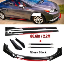 For Toyota Camry SE XSE Front Bumper Lip Spoiler Splitter Side Skirt Gloss Black