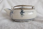 Vintage Asian Teapot with Blue Stenciling Flying Insects & foliage chinese — photo 3