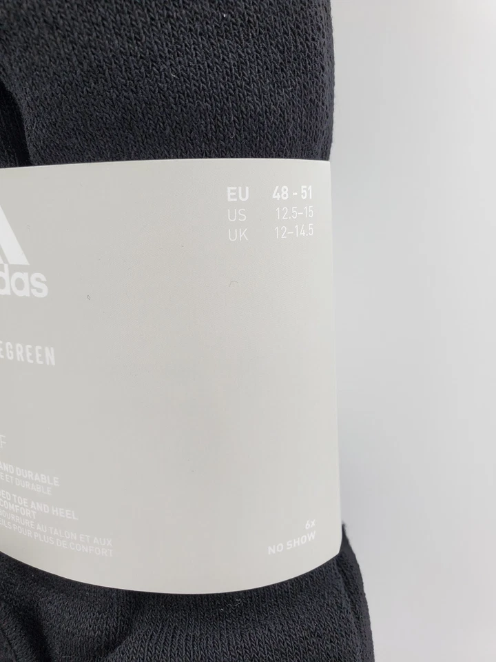 6 pares de calcetines de golf Adidas No Show, zapatos para hombre talla 12,5-15, XL, negros L16 MP Foto 4 de 4