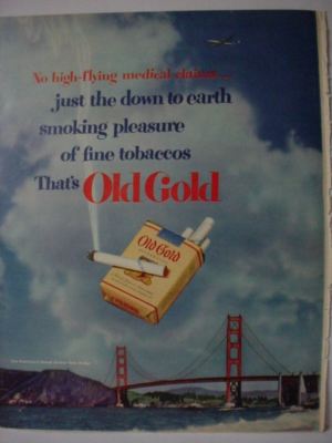 1951 Old Gold Cigarettes Golden Gate Bridge San Francisco CA Vintage Print  Ad287