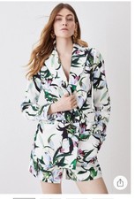 Karen Millen Premium Stretch Cotton Sateen Lily Double Breasted Jacket 8