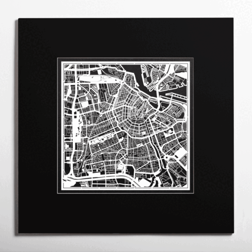 PAPER CUT MAP Amsterdam matted Original Design IDEAL GIFTS 20 20In. - Picture 1 of 7