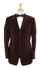 Dunhill Zegna Burgundy Striped Velvet Boating Equestrian Riding Blazer Jaket 40L