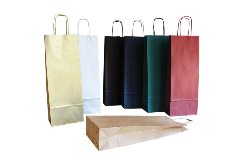 Sacs de transport en papier sacs en papier sac à vin sacs à bouteilles colorés, 15 x 8 x 39,5 cm - Photo 1/1