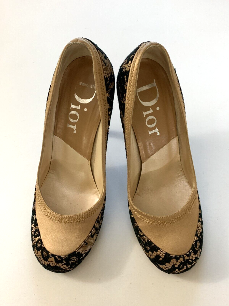 Diorデザインレースハイヒール 37黒/金 s-l1200.png
