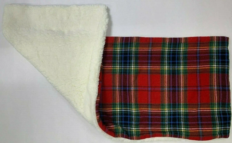 Funda de almohada lumbar trasera Sherpa a cuadros Pottery Barn Simon 14 x 36" roja multi G928 Foto 2 de 4