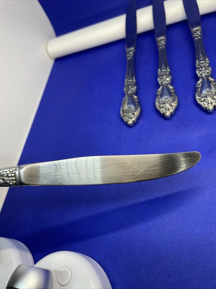 Wordsworth Oneida OCQ Stainless Dinner Knife Flowers Scrolls 9” Lot Of 5 - Image 4 of 4