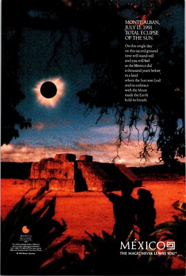 Mexico Monte Alban Total Eclipse of the sun Original Vintage Print Ad