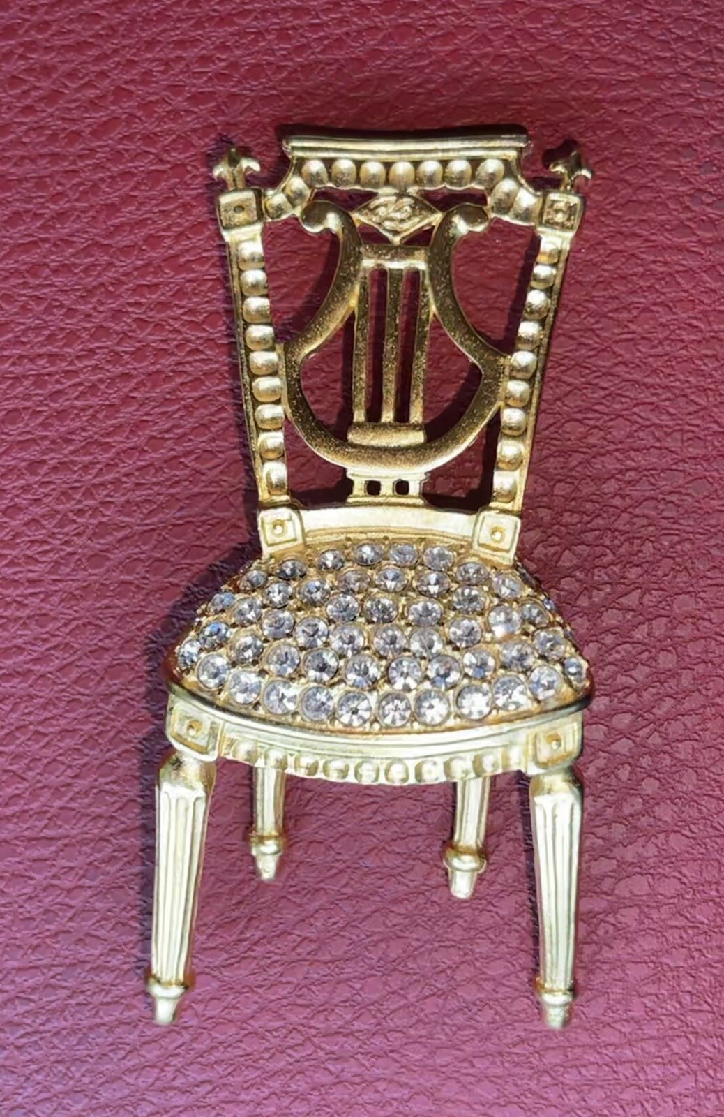 Vintage Karl Lagerfeld Signed Pin/Brooch Gold Tone Rhinestone French