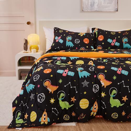 Space Dinosaur Kids Comforter Set for Boys Size, Cute Full Dino in