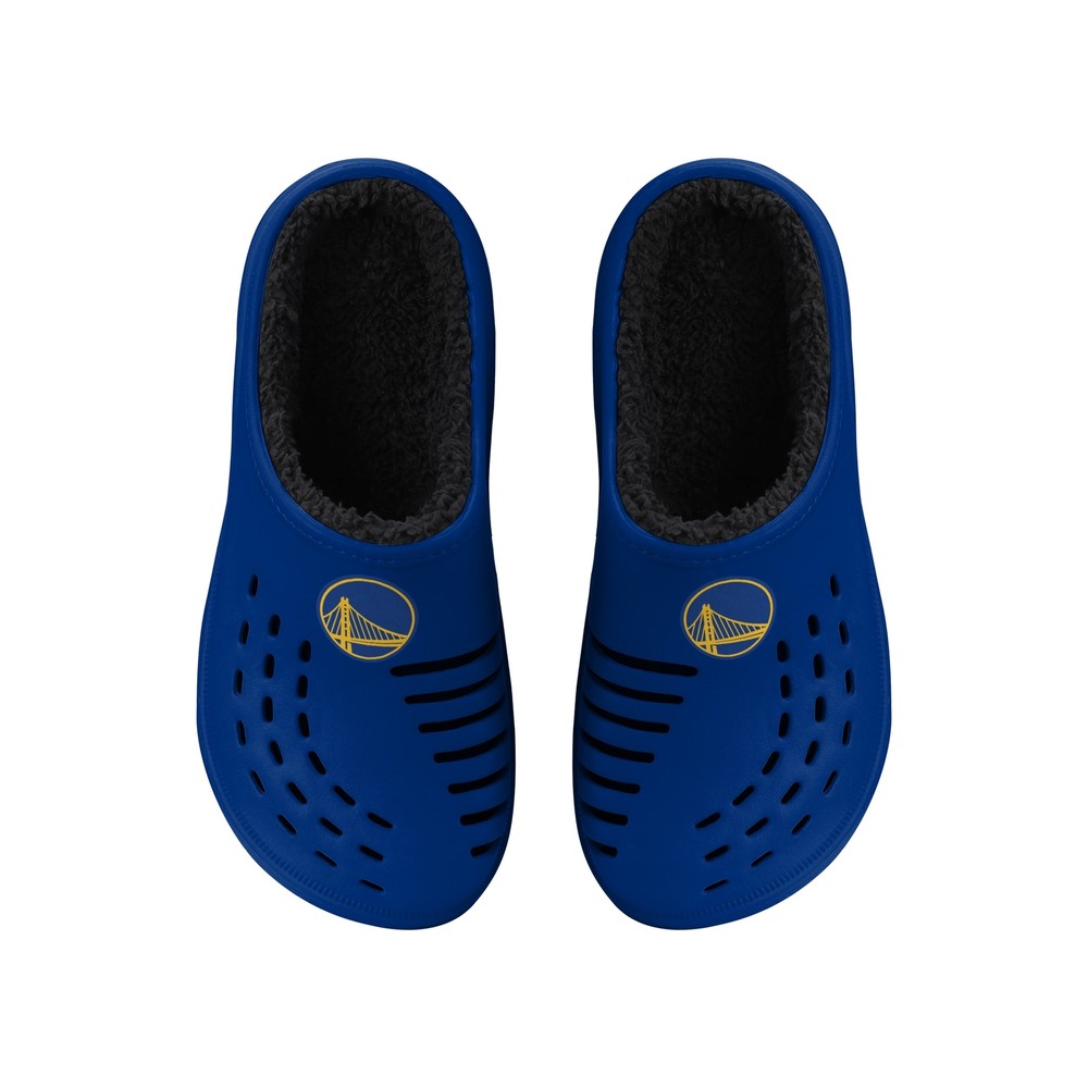 FOCO NBA Men's Golden State Warriors Sherpa Lined Big Logo Clogs