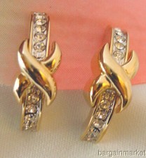 Gold Plated Half Hoop X Design Post Huggie Earrings